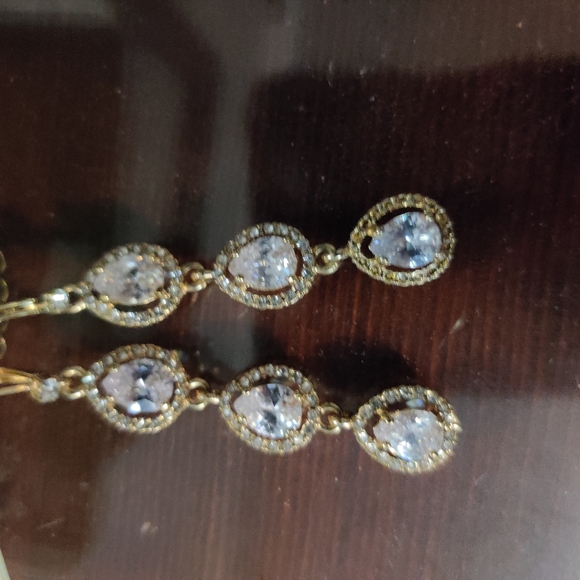 Wedding earrings Gold Crystal - Picture 2 of 4